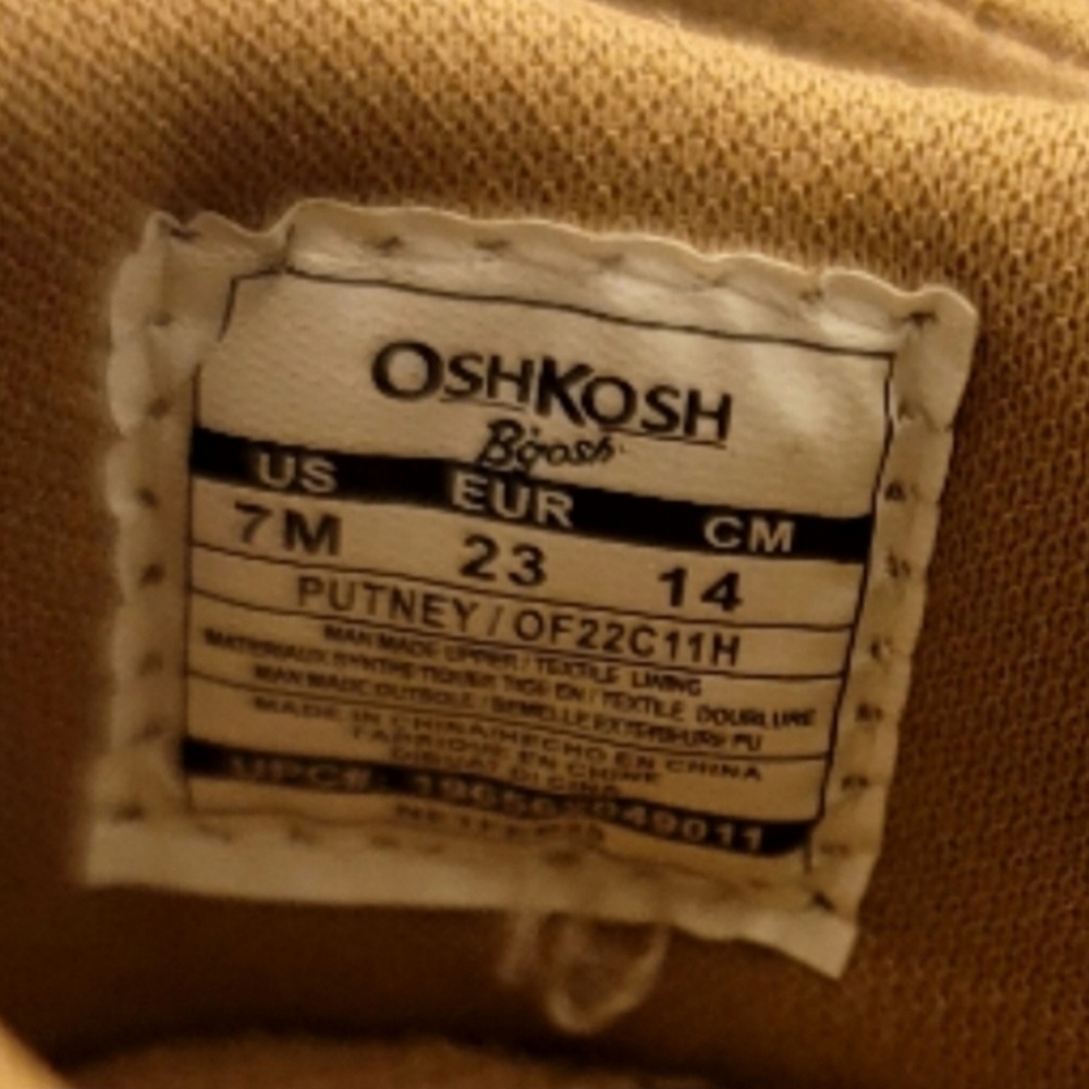 Osh Kosh Toddler Boy Tan Casual Canvas Shoes size 7c - Picture 9 of 9